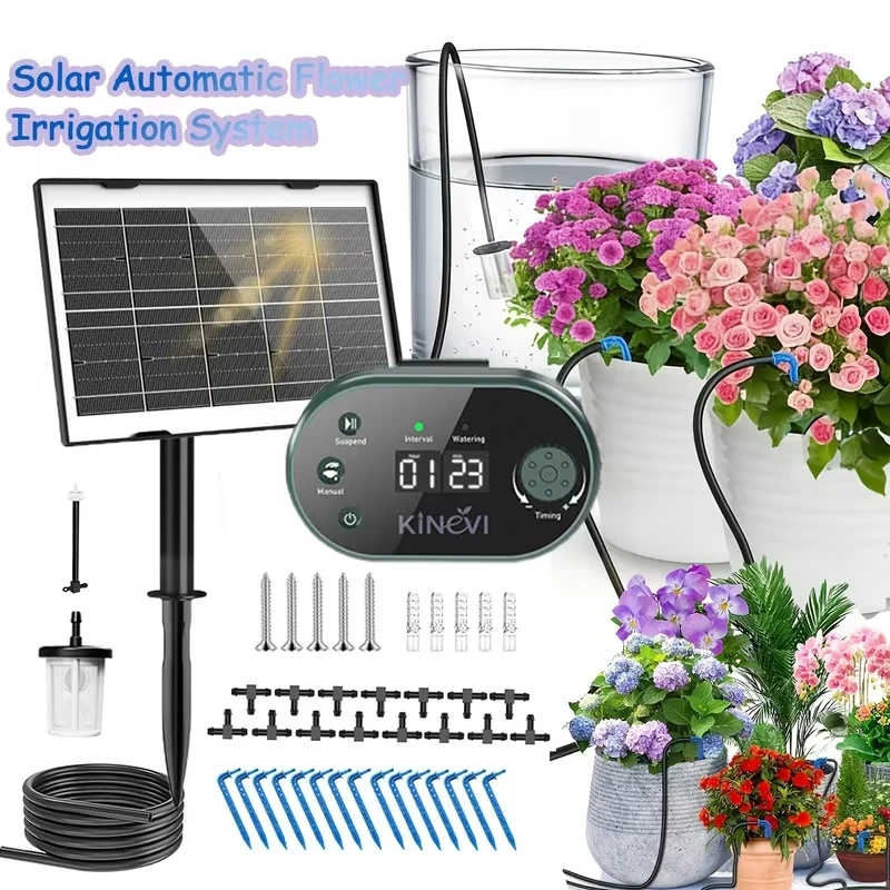 Solar Irrigation System Automatic Watering System for Plants Potted Vegetables, with Watering Timer 22 Timer Modes&15m Hose etc
Solar Irrigation System Automatic Watering System for Plants Potted Vegetables, with Watering Timer 22 Timer Modes&15m Hose etc