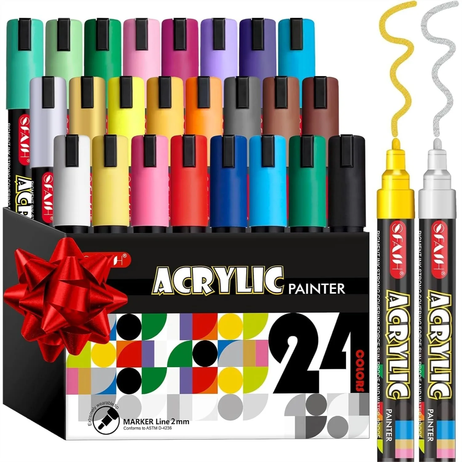 Acrylic Markers 24 Colors With 3mm Replaceable Nibs For Easter Egg DIY, High Coverage Water-Based Ink For Art Supplies On Wood Fabric Rock
Acrylic Markers 24 Colors With 3mm Replaceable Nibs For Easter Egg DIY, High Coverage Water-Based Ink For Art Supplies On Wood Fabric Rock