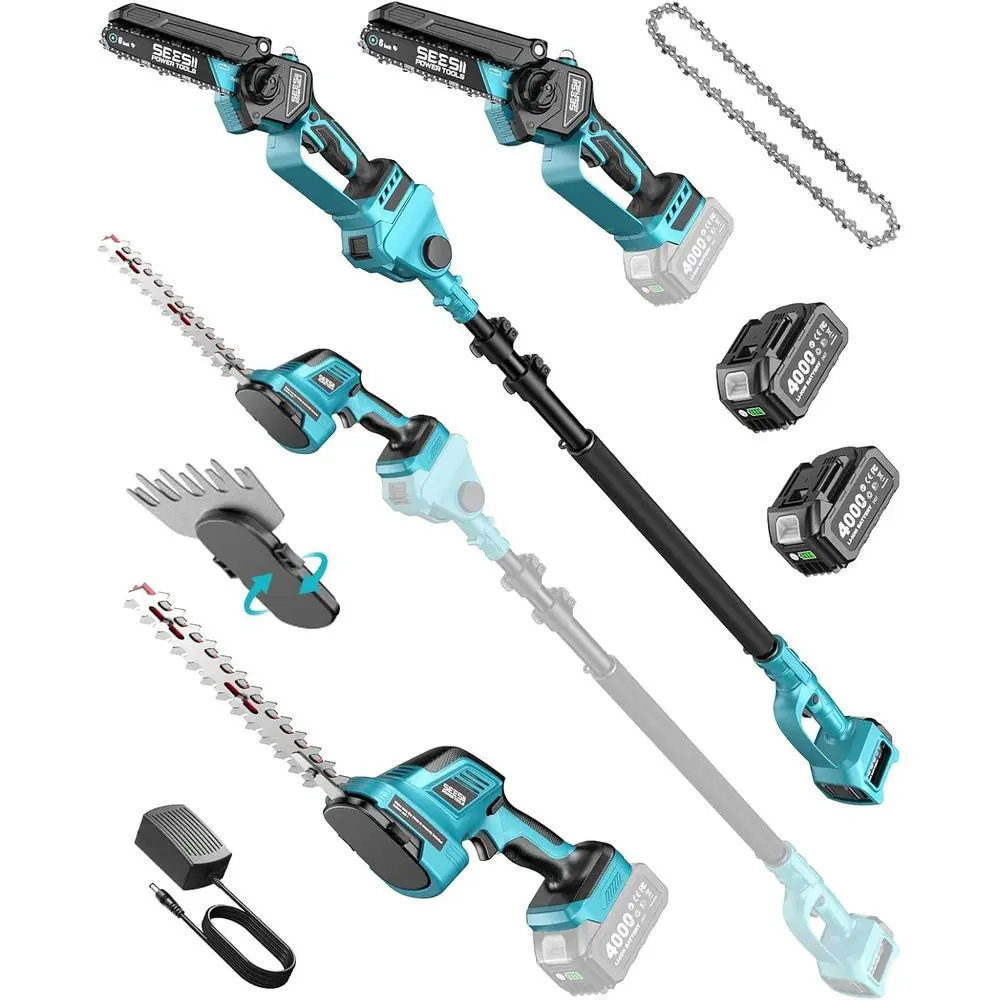 6-in-1 CordlPole Saw & Hedge Trimmer Combo, Electric Mini Chainsaw with 2×4.0 Ah Batteries, Exble Tree Pruner, Bush Trimmer Limb
6-in-1 CordlPole Saw & Hedge Trimmer Combo, Electric Mini Chainsaw with 2×4.0 Ah Batteries, Exble Tree Pruner, Bush Trimmer Limb