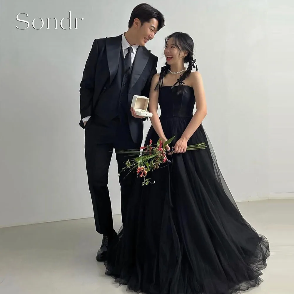 Sondr Customized Black Korean Wedding Snap Dresses Strapless Floor-Length Corset Back Tulle Bride Gowns Long
Sondr Customized Black Korean Wedding Snap Dresses Strapless Floor-Length Corset Back Tulle Bride Gowns Long