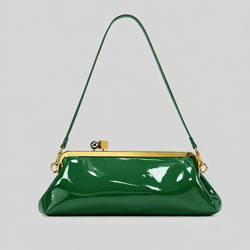 2026 New Patent Leather Green Clutch Bag Women Elegant Metal Frame Kiss Lock Underarm Shoulder Bag Luxury Evening Party Purse
2026 New Patent Leather Green Clutch Bag Women Elegant Metal Frame Kiss Lock Underarm Shoulder Bag Luxury Evening Party Purse