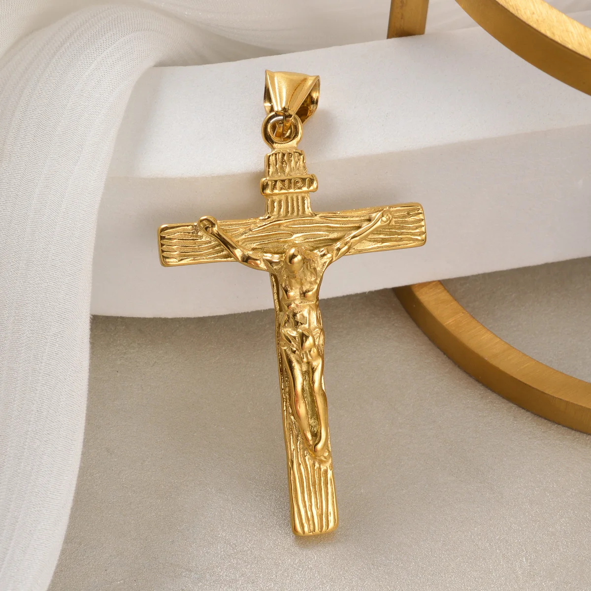 Jesus Crucifix Cross Pendant Stainless Steel Religious Christian Charm Necklace For Men Women 18K Gold Plated Women
Jesus Crucifix Cross Pendant Stainless Steel Religious Christian Charm Necklace For Men Women 18K Gold Plated Women