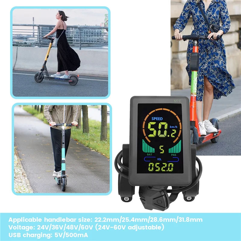 A040-M7C Electric Bike LCD Display Color Meter 24V-60V E Scooter LCD Panel With USB UART For Mountain Electric Bike Parts (6PIN)
A040-M7C Electric Bike LCD Display Color Meter 24V-60V E Scooter LCD Panel With USB UART For Mountain Electric Bike Parts (6PIN)