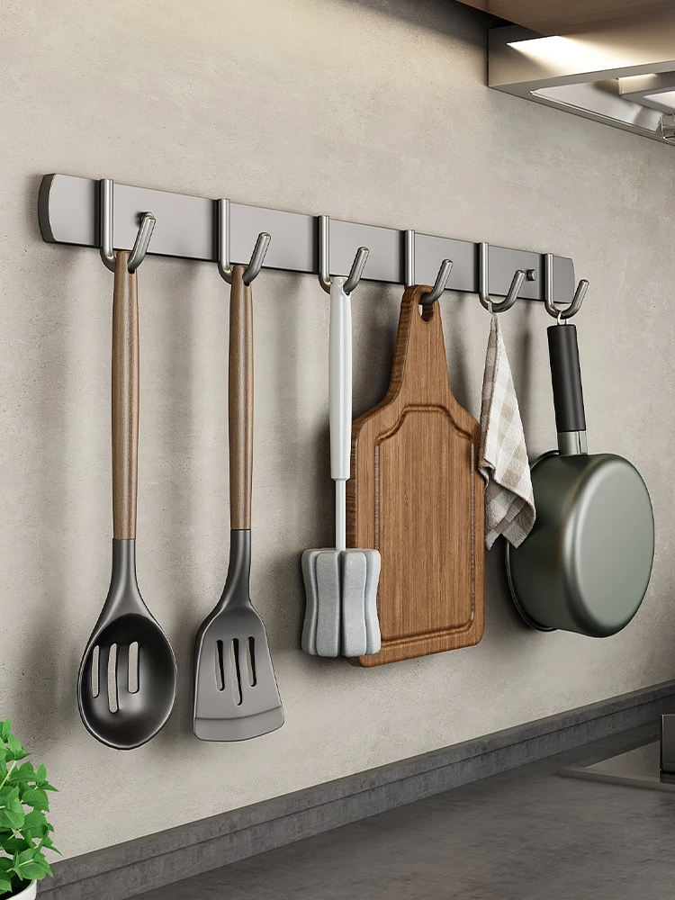 Gun Grey Kitchen Wall Mounted Hook Rack No Drilling Required Multi Functional Pot Spoon Holder Stainless Steel Storage Shelf
Gun Grey Kitchen Wall Mounted Hook Rack No Drilling Required Multi Functional Pot Spoon Holder Stainless Steel Storage Shelf