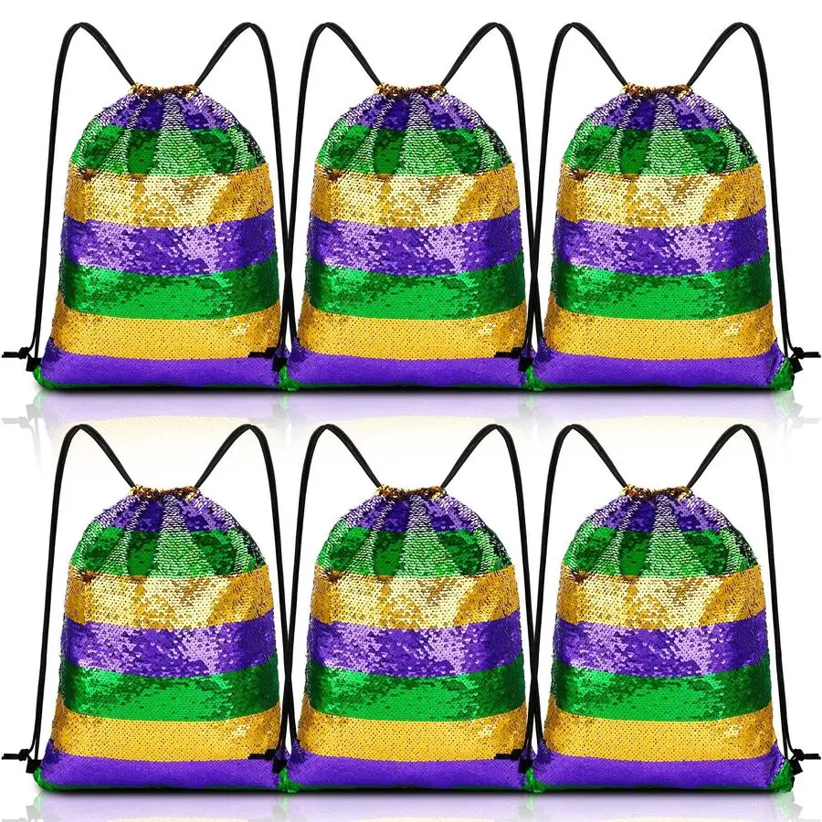Pcs Mardi Gras Sequin Drawstring Bag Carnival Costume Outfit Accessories Sequin Backpack with Purple Green and Gold Striped Glit
Pcs Mardi Gras Sequin Drawstring Bag Carnival Costume Outfit Accessories Sequin Backpack with Purple Green and Gold Striped Glit