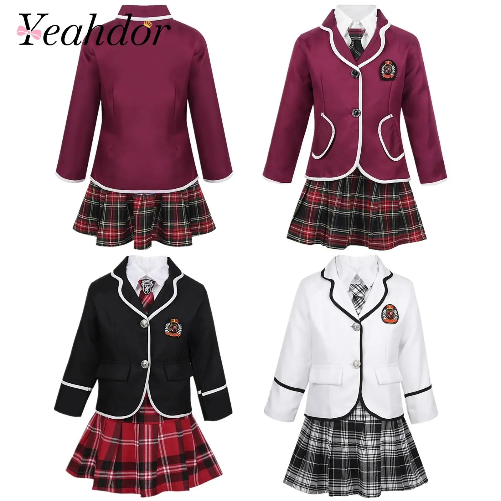 Children' British Style Schoolgirl Uniform Kids Girls Suit Girls Clothes Coat + Shirt Tie Mini Skirt Sets Anime Costume
Children' British Style Schoolgirl Uniform Kids Girls Suit Girls Clothes Coat + Shirt Tie Mini Skirt Sets Anime Costume