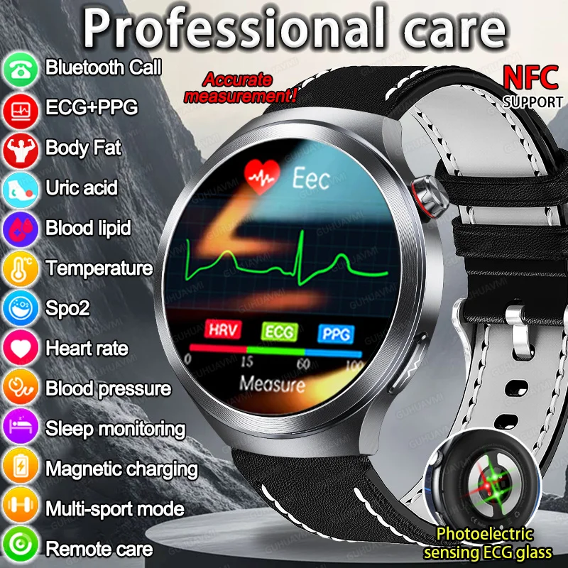 New Health Care 1.73"Large AMOLED ECG+PPG Smart Watches Men Blood Pressure Uric Acid Lipid Blood Analysis NFC BT Call Bracelets
New Health Care 1.73"Large AMOLED ECG+PPG Smart Watches Men Blood Pressure Uric Acid Lipid Blood Analysis NFC BT Call Bracelets