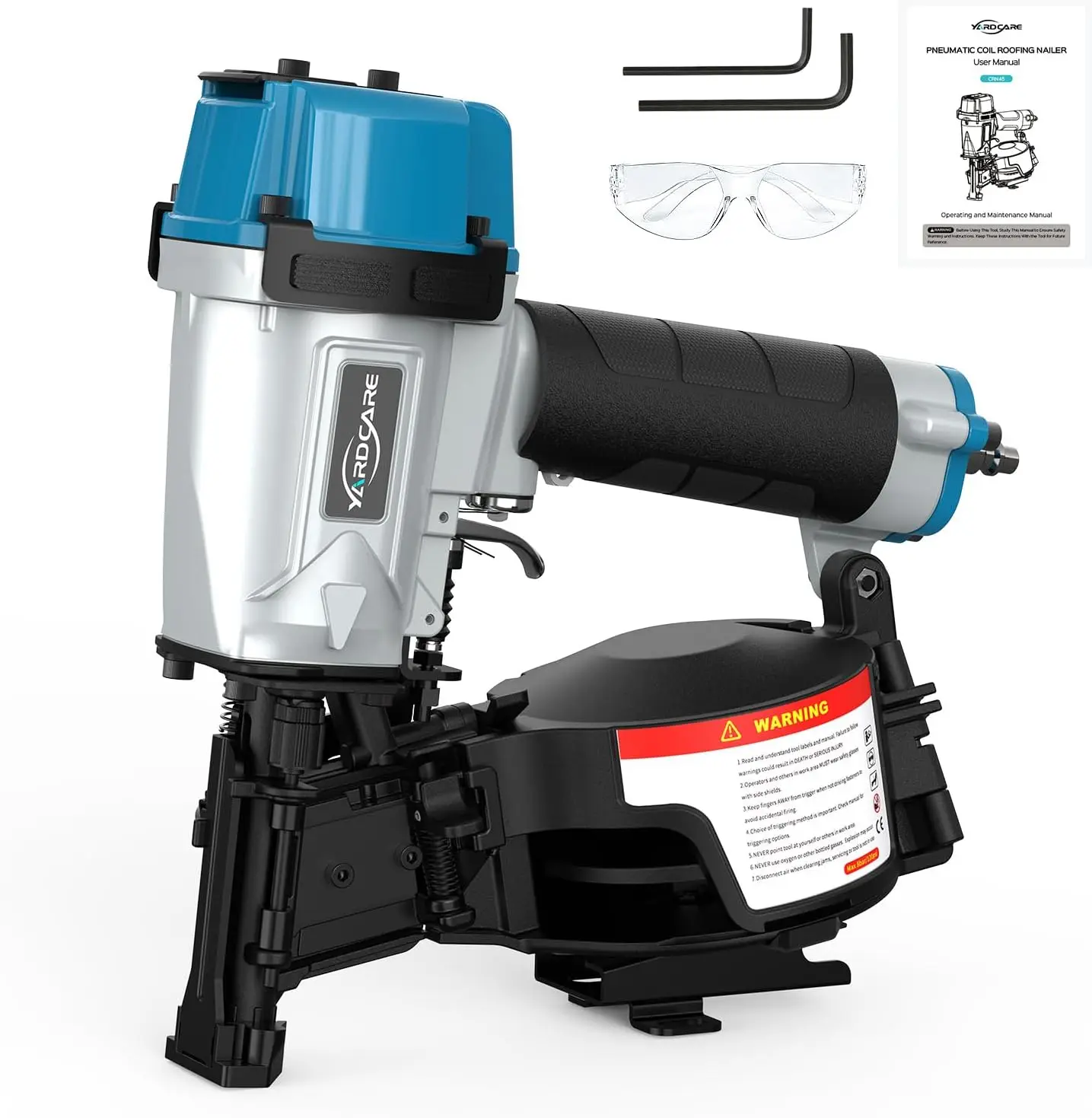 15 Degree Pneumatic Coil Roofing Nail Gun for 7/8" to 1-3/4" Nails, 120 Coil Capacity, 70-120 PSI
15 Degree Pneumatic Coil Roofing Nail Gun for 7/8" to 1-3/4" Nails, 120 Coil Capacity, 70-120 PSI