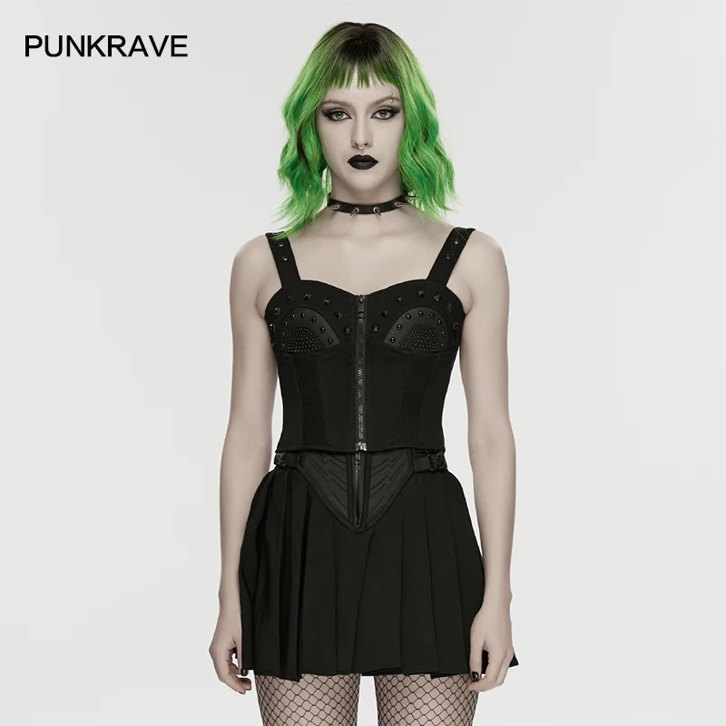 Женский корсет PUNK RAVE в стиле киберпанк из денима с жесткой сеткой, с черными резиновыми вставками и металлическими заклепками, сексуальный укороченный топ, женская одежда
Женский корсет PUNK RAVE в стиле киберпанк из денима с жесткой сеткой, с черными резиновыми вставками и металлическими заклепками, сексуальный укороченный топ, женская одежда