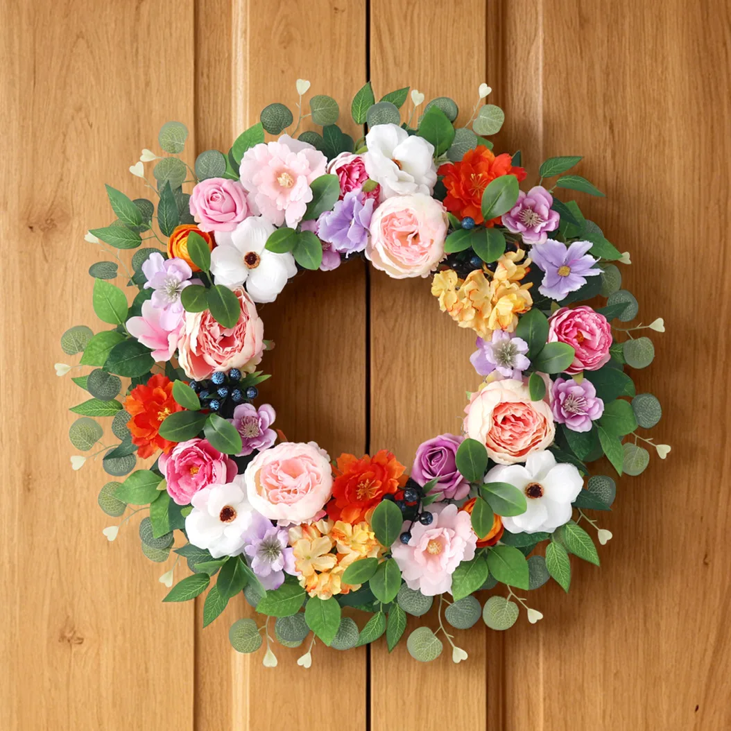 22" Colorful Bohemian Artificial Flower Wreath with Roses, Sunflowers & Eucalyptus for Farmhouse Spring Front Door Decor
22" Colorful Bohemian Artificial Flower Wreath with Roses, Sunflowers & Eucalyptus for Farmhouse Spring Front Door Decor