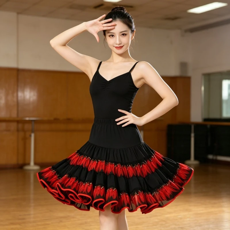 Women Latin Dance Practice Skirt Milk Silk Swing Skirt for Bullfighting Performance Latin Dance Clothing Women Dance Wear Zym
Women Latin Dance Practice Skirt Milk Silk Swing Skirt for Bullfighting Performance Latin Dance Clothing Women Dance Wear Zym