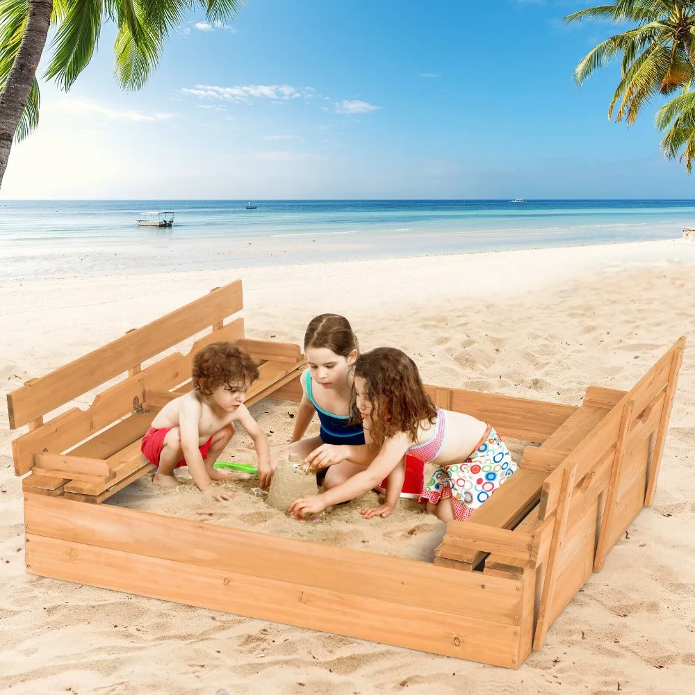 Kids Large Wooden Sandbox Outdoor Cedar Sandpit Play Station with 2 Bench Seats
Kids Large Wooden Sandbox Outdoor Cedar Sandpit Play Station with 2 Bench Seats