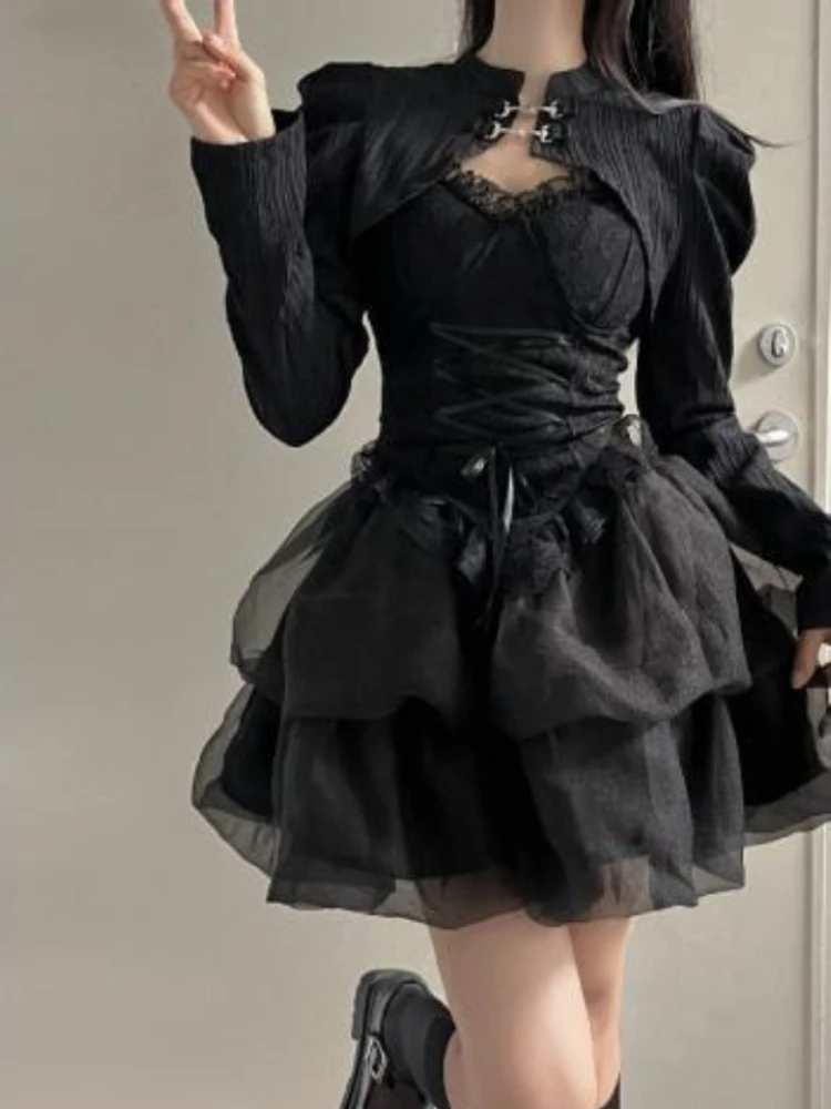 Y2k Japan Style Dark Lolita 3 Piece Skirt Set Women 2000s Harajuku Vintage Gothic Suits Autumn Bow Long Sleeve Matching Set Chic
Y2k Japan Style Dark Lolita 3 Piece Skirt Set Women 2000s Harajuku Vintage Gothic Suits Autumn Bow Long Sleeve Matching Set Chic