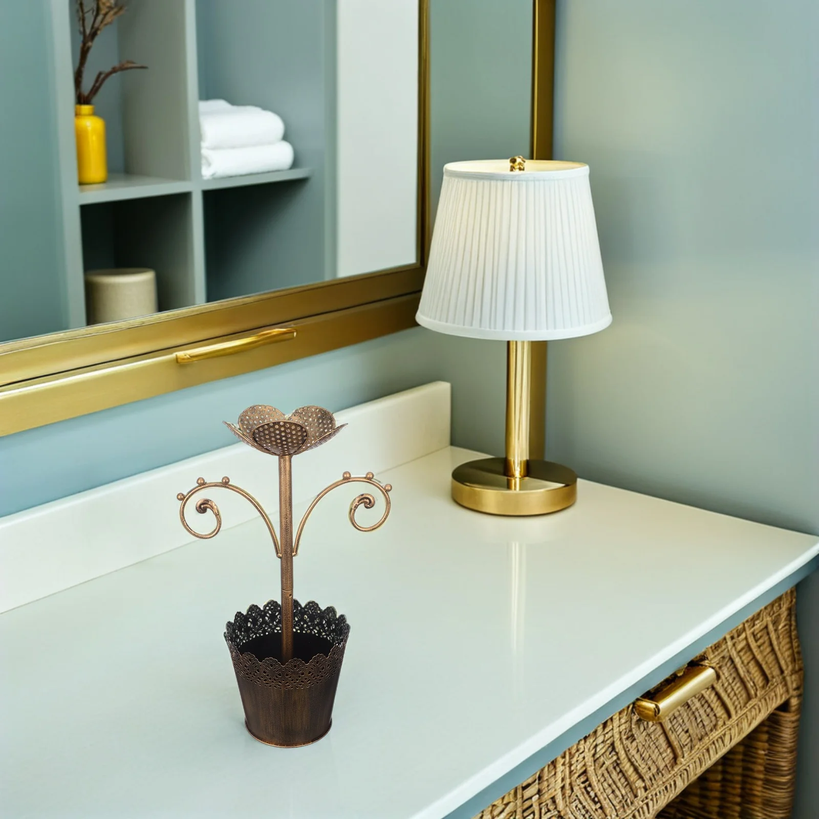 Metal Flower Pot Jewelry Display Organizer Stand Multi-Hole Earring Necklace Holder Vintage Style Pen Makeup Storage
Metal Flower Pot Jewelry Display Organizer Stand Multi-Hole Earring Necklace Holder Vintage Style Pen Makeup Storage