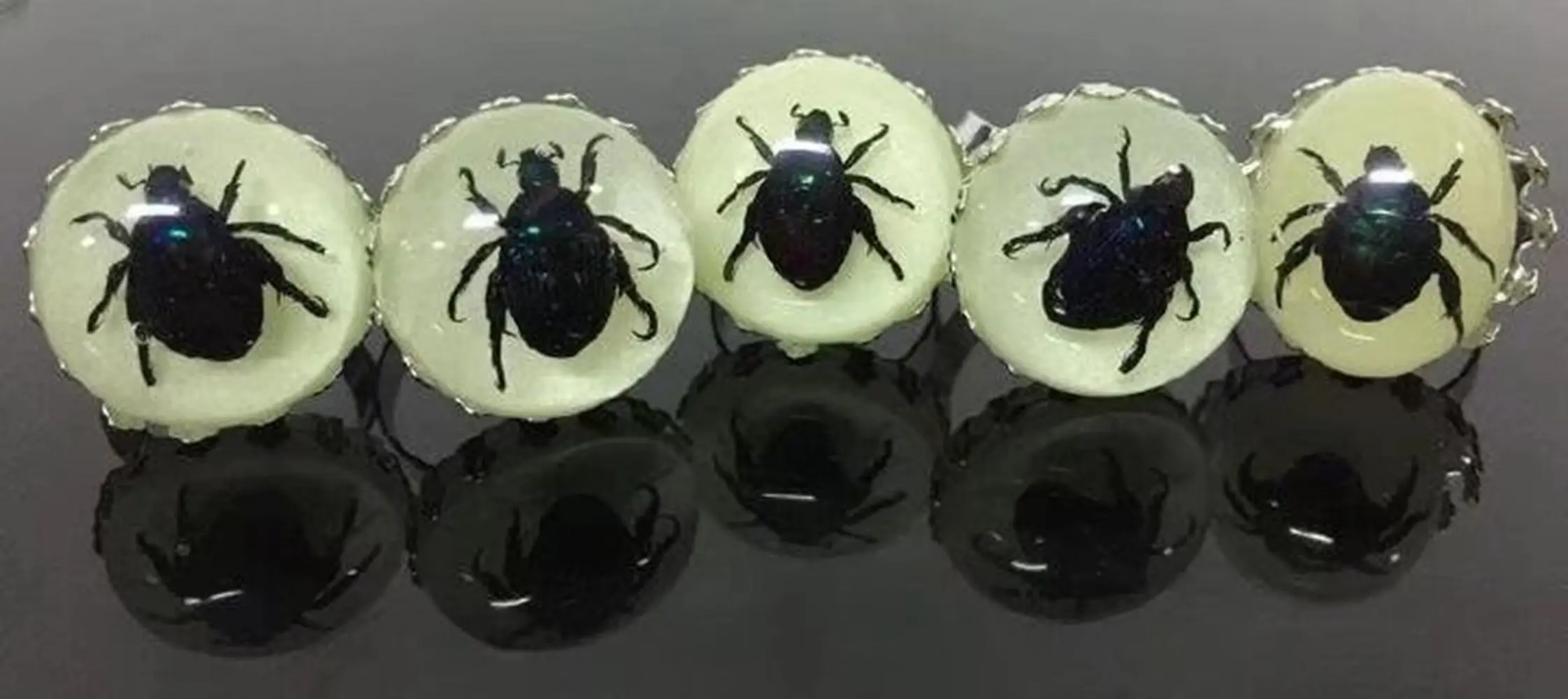 12 pcs Luminous Real Green Beetle Ring Vintage Resin Insect Cool Glow in Dark Jewelry
12 pcs Luminous Real Green Beetle Ring Vintage Resin Insect Cool Glow in Dark Jewelry
