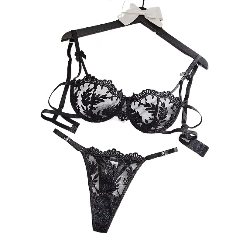 Mesh Flower Embroidery Adjustable Straps Pure See Through Bra Thong Womenss Erotic Seductive Underwears Sexy Lingerie Set
Mesh Flower Embroidery Adjustable Straps Pure See Through Bra Thong Womenss Erotic Seductive Underwears Sexy Lingerie Set
