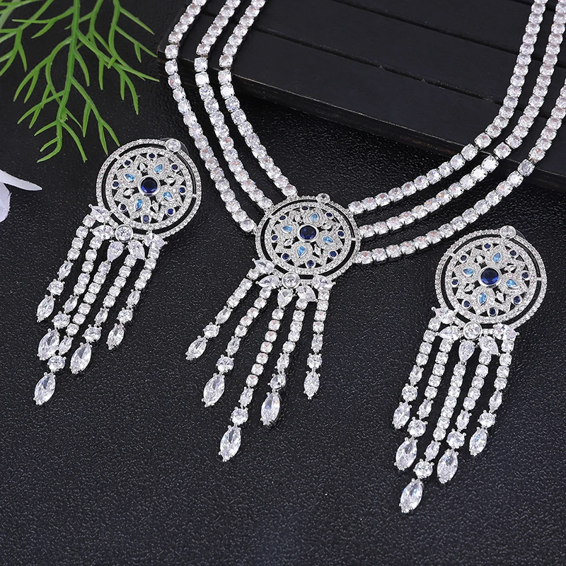 Luxury Flower Tennie Chain Tassel Necklace Earrings Sets For Women Mother's Day Gift Cubic Zirconia Bridal Jewelry A0272
Luxury Flower Tennie Chain Tassel Necklace Earrings Sets For Women Mother's Day Gift Cubic Zirconia Bridal Jewelry A0272