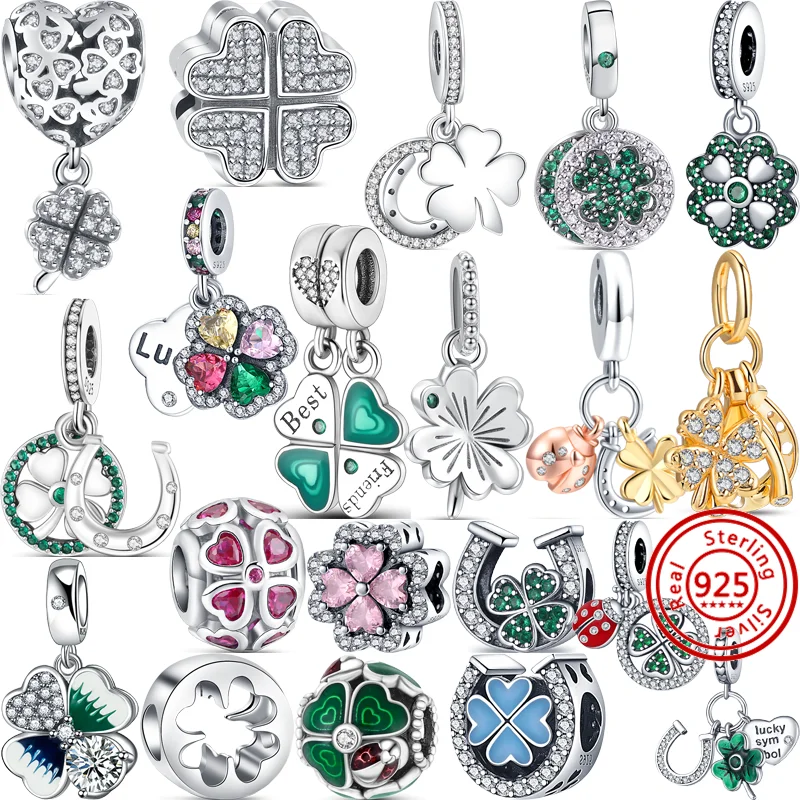 New 925 Sterling Silver Green Four Leaf Clover Series Pendant DIY Lucky Beads Fit Original Bramnd Charms Bracelet Women Jewelry
New 925 Sterling Silver Green Four Leaf Clover Series Pendant DIY Lucky Beads Fit Original Bramnd Charms Bracelet Women Jewelry