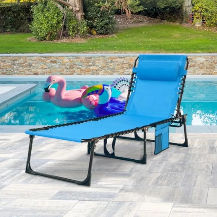 Patio Lounge Chair Folding Chaise Bed - Heavy-Duty 400lb Capacity Portable Adjustable Recliner w/Pillow for Pool, Camping, Sunb
Patio Lounge Chair Folding Chaise Bed - Heavy-Duty 400lb Capacity Portable Adjustable Recliner w/Pillow for Pool, Camping, Sunb
