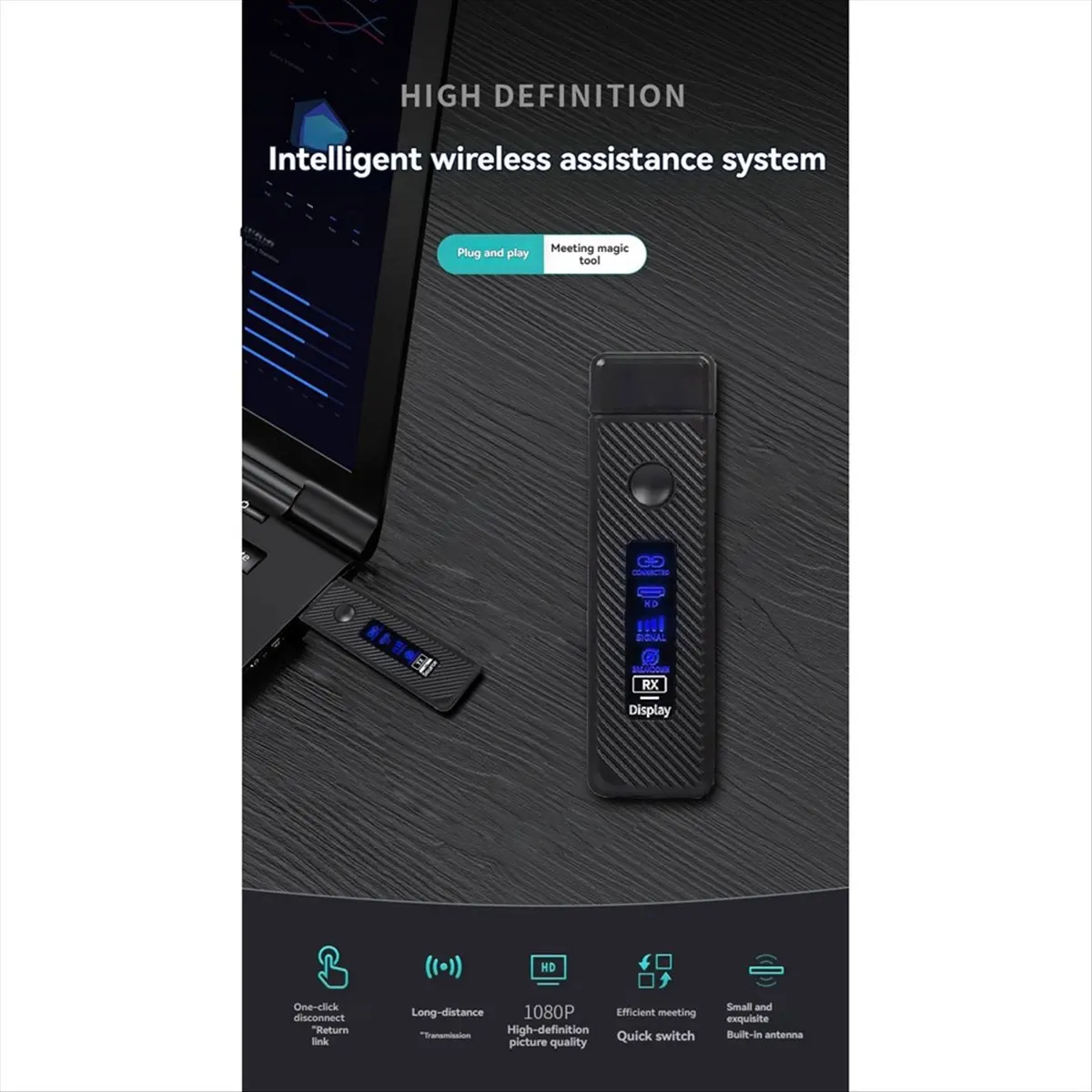 DT759 Mon.Wireless -Compatible Transmitter and Receiver LED Display 1080P HD Extender 50M for PC Monitor Projector TV Black
DT759 Mon.Wireless -Compatible Transmitter and Receiver LED Display 1080P HD Extender 50M for PC Monitor Projector TV Black