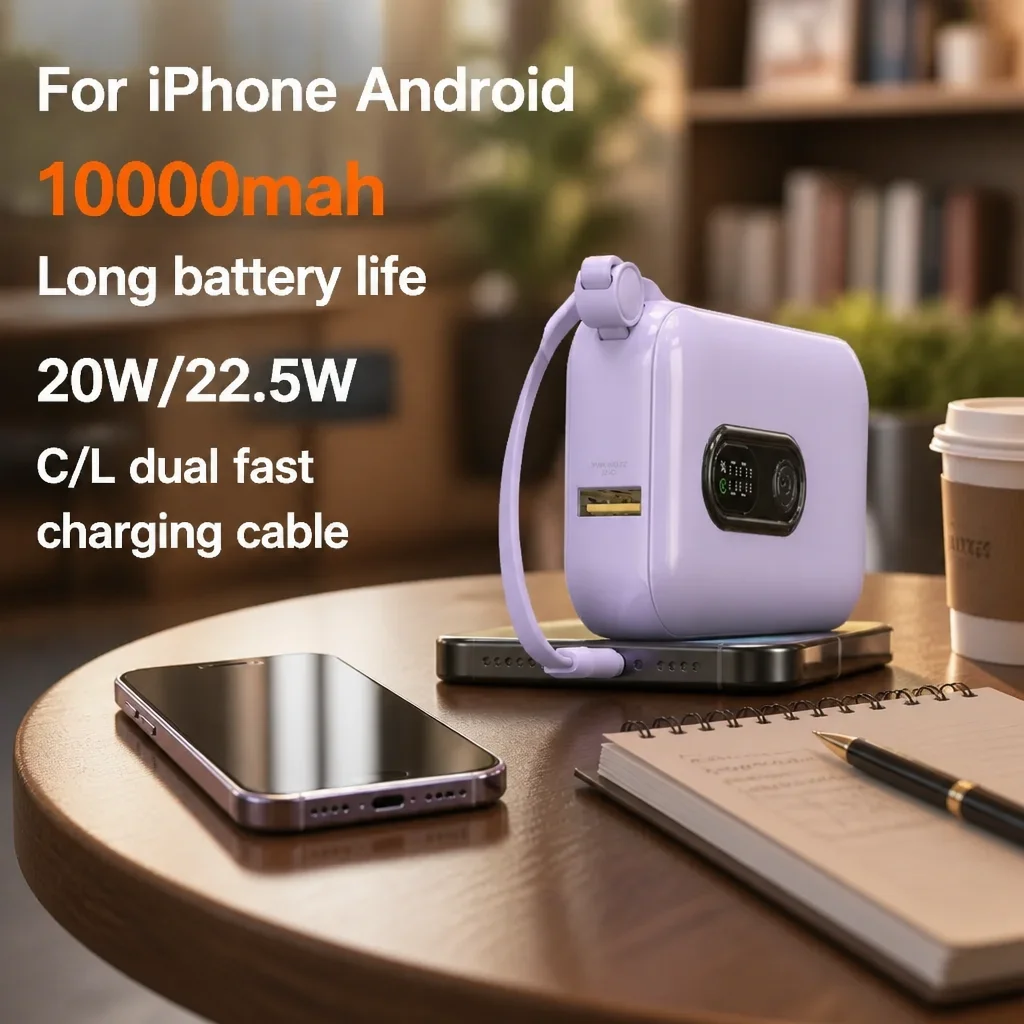 Power Bank 20000mAh 30W Quick Charger Built-in Type-C Lightning Cable Portable Battery For iPhone Android
Power Bank 20000mAh 30W Quick Charger Built-in Type-C Lightning Cable Portable Battery For iPhone Android