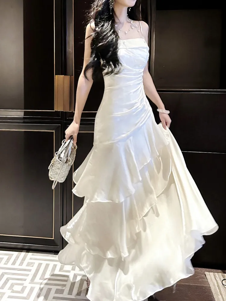 Women's Ruffles Elegant Romantic Spaghetti Straps Dresses Prom Gown Princess Graduation Party Sling DressFestival Formal Clothes
Women's Ruffles Elegant Romantic Spaghetti Straps Dresses Prom Gown Princess Graduation Party Sling DressFestival Formal Clothes