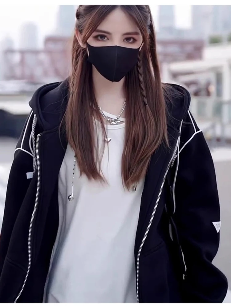 Thiened Fce Jaet Bla Hooded Open Cardigan Spring Autumn Winter Loose Women's Sweatirt Sli Comfortable Long Sve
Thiened Fce Jaet Bla Hooded Open Cardigan Spring Autumn Winter Loose Women's Sweatirt Sli Comfortable Long Sve