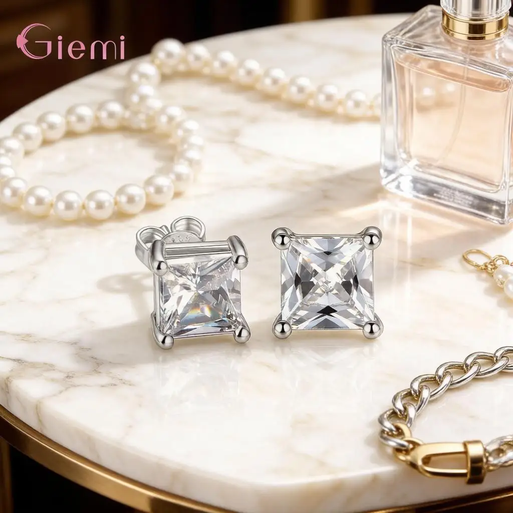 1 Pair Simple 925 Sterling Silver Clear Square Crystal Zircon Stud Earrings for Women Girls Wedding Party Fashion Jewelry Gifts
1 Pair Simple 925 Sterling Silver Clear Square Crystal Zircon Stud Earrings for Women Girls Wedding Party Fashion Jewelry Gifts