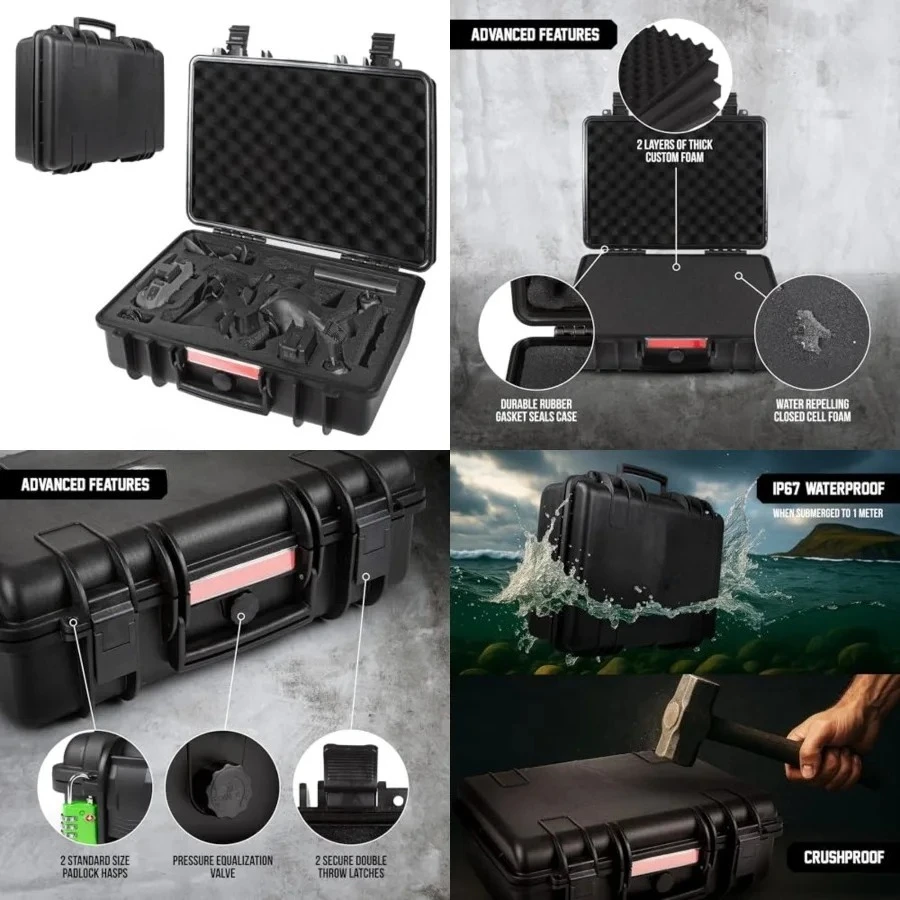 All Weather Hard Case 18 x 14 x 6” - TSA Approved Hard Shell Travel Case with Customizable Foam for Cameras, Lenses, Laptops, Electronics, Guns, Pistols and Other Gear
All Weather Hard Case 18 x 14 x 6” - TSA Approved Hard Shell Travel Case with Customizable Foam for Cameras, Lenses, Laptops, Electronics, Guns, Pistols and Other Gear