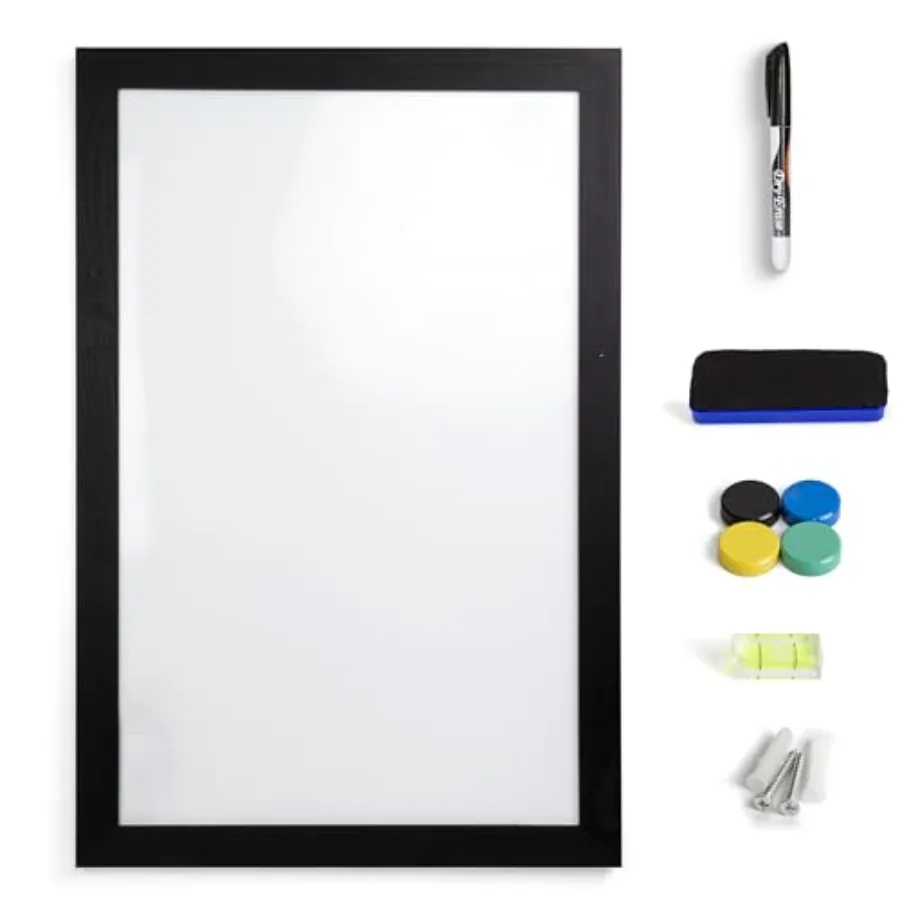Real Wooden Framed Magnetic Dry Erase Whiteboard 24" X 36" Vertical/Horizontal Wall Mount Includes Black Marker Eraser and 4 Ma
Real Wooden Framed Magnetic Dry Erase Whiteboard 24" X 36" Vertical/Horizontal Wall Mount Includes Black Marker Eraser and 4 Ma