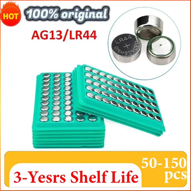 50/100/150pcs LR44AG13 160mAh watch car remote control electric toy button battery L1154 357 SR44 1.5V disposable button battery
50/100/150pcs LR44AG13 160mAh watch car remote control electric toy button battery L1154 357 SR44 1.5V disposable button battery