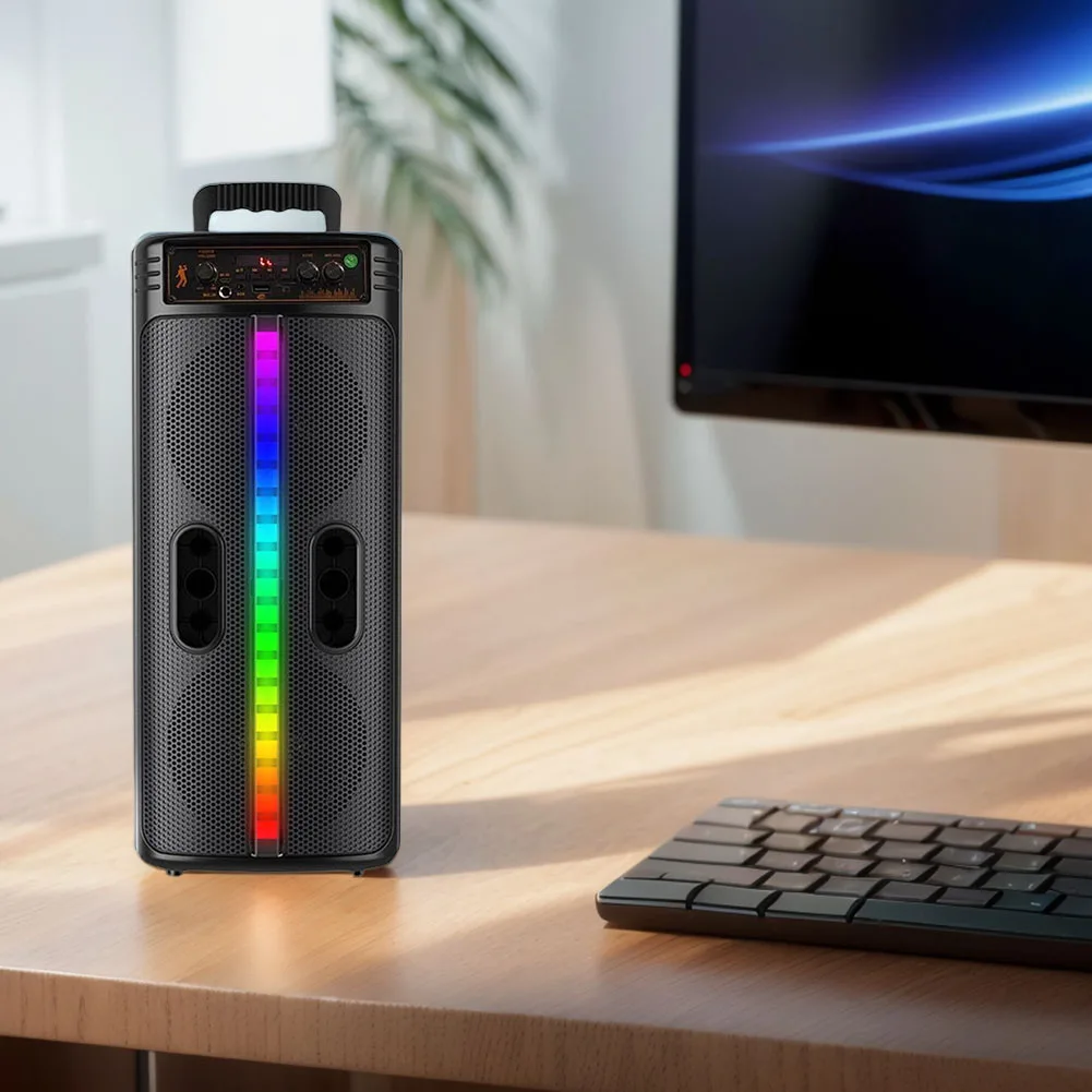 Портативный Bluetooth-динамик с двойным сабвуфером, беспроводной уличный динамик, поддержка FM-радио, светодиодная красочная подсветка, стереозвук
Портативный Bluetooth-динамик с двойным сабвуфером, беспроводной уличный динамик, поддержка FM-радио, светодиодная красочная подсветка, стереозвук