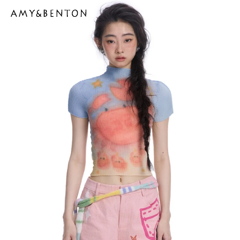 Japanese 2025 Summer New Blue Animal Print Women's Ruched Shirt Original Design Slimming Versatile Short Sleeve T-Shirts Ladies
Japanese 2025 Summer New Blue Animal Print Women's Ruched Shirt Original Design Slimming Versatile Short Sleeve T-Shirts Ladies