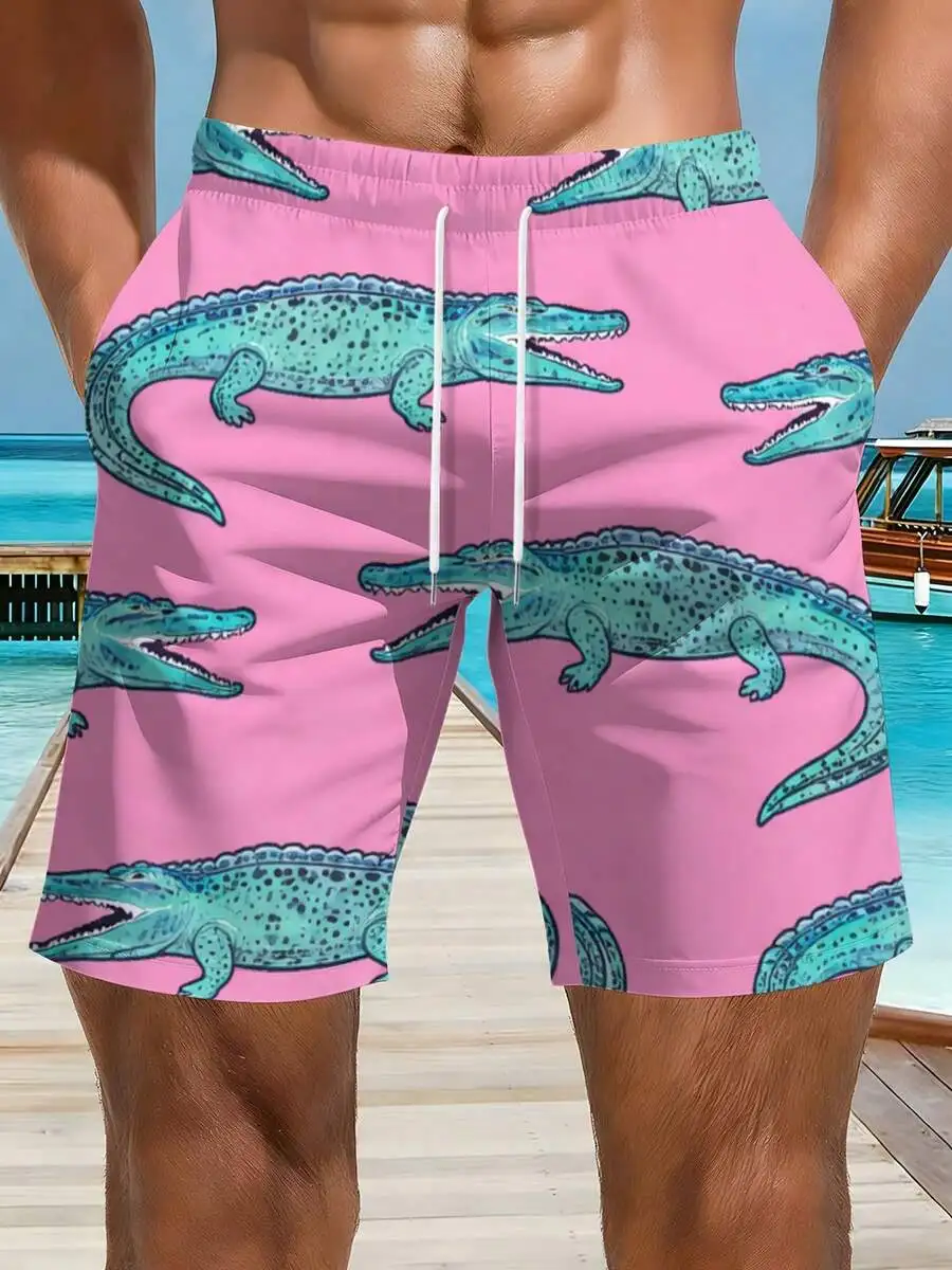 Mens Pink Crocodile Print Beach Shorts Quick Dry Summer Swim Trunks
Mens Pink Crocodile Print Beach Shorts Quick Dry Summer Swim Trunks