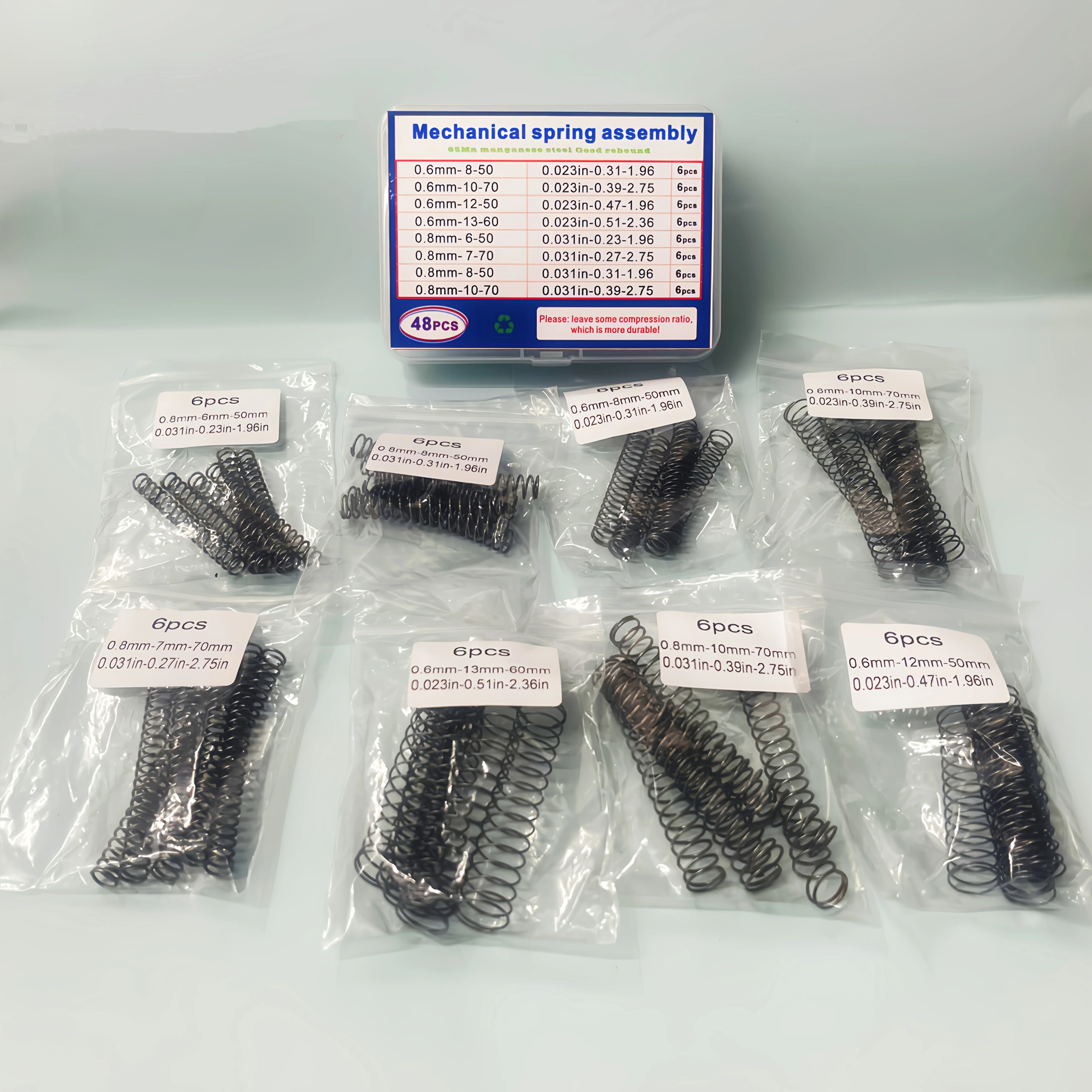48pcs Precision Compression Spring Kit – Ready-to-Use Assortment for Door Lock Repair, Instrument Maintenance, DIY Projects, 3D
48pcs Precision Compression Spring Kit – Ready-to-Use Assortment for Door Lock Repair, Instrument Maintenance, DIY Projects, 3D