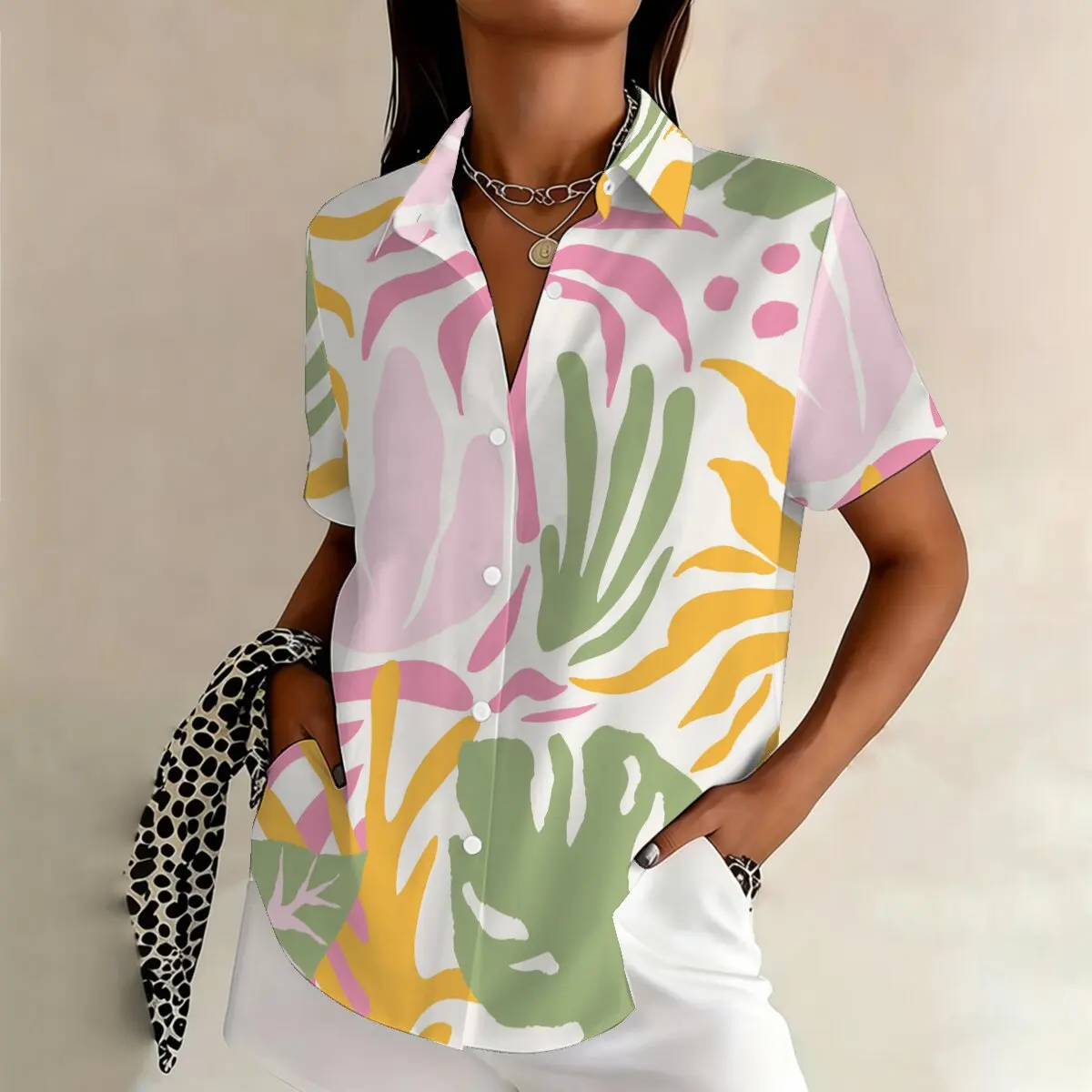 Summer Plus Size Women's Floral Short-Sleeve Shirt - Stylish Pattern, Loose Fit, Comfortable for Everyday Wear
Summer Plus Size Women's Floral Short-Sleeve Shirt - Stylish Pattern, Loose Fit, Comfortable for Everyday Wear