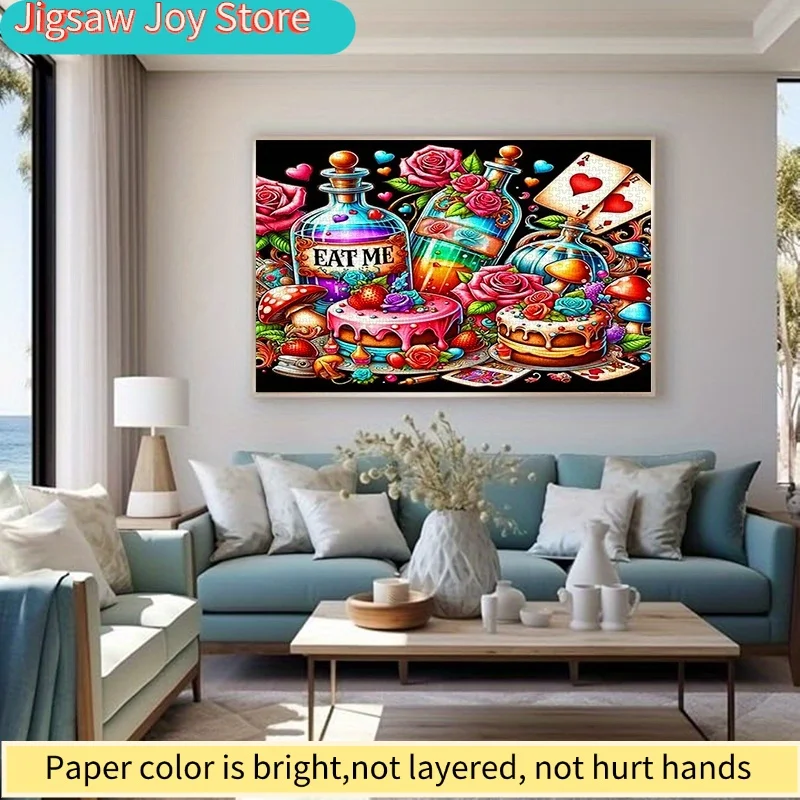 Disney DIY Paper Jigsaw Puzzle, Alice in Wonderland Theme, Featuring Medicine Bottles, Cakes, Roses, and Playing Cards. Made
Disney DIY Paper Jigsaw Puzzle, Alice in Wonderland Theme, Featuring Medicine Bottles, Cakes, Roses, and Playing Cards. Made