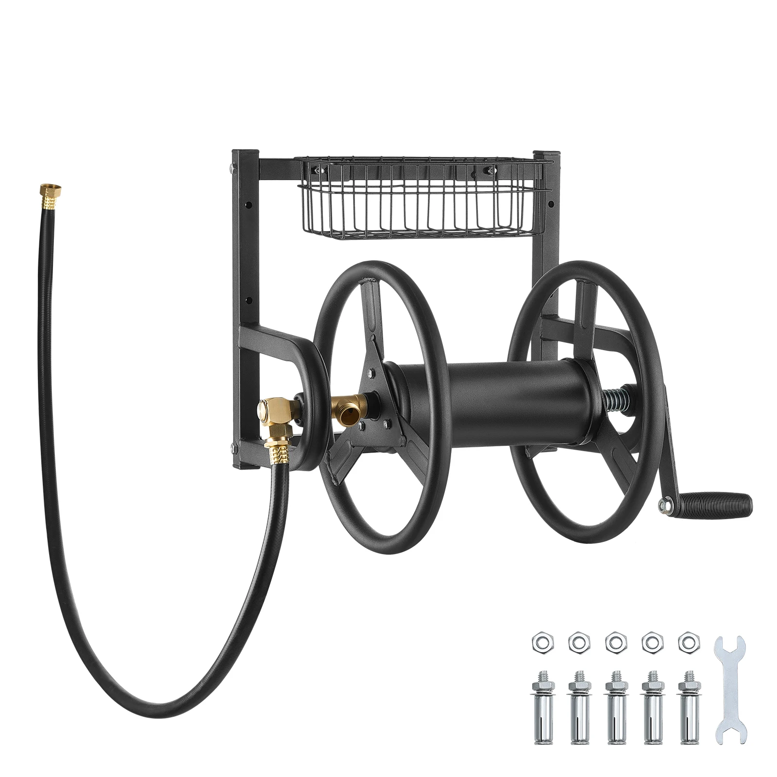 SucceBuy Wall Mounted Garden Hose Reel Holds 125ft 5/8-in Heavy-Duty Water Winder Outdoor Manual Reel w/Brass Fitting and Basket
SucceBuy Wall Mounted Garden Hose Reel Holds 125ft 5/8-in Heavy-Duty Water Winder Outdoor Manual Reel w/Brass Fitting and Basket