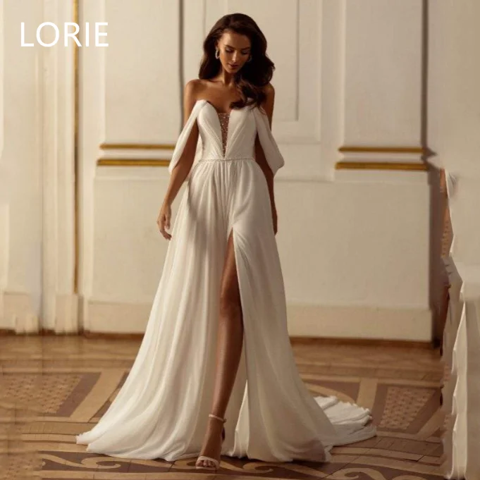 LORIE Sexy A-line Side Split Wedding Dress Princess Off Shouloder Sleeveless Wedding Gowns Backless Bride Gown Customized 2025
LORIE Sexy A-line Side Split Wedding Dress Princess Off Shouloder Sleeveless Wedding Gowns Backless Bride Gown Customized 2025