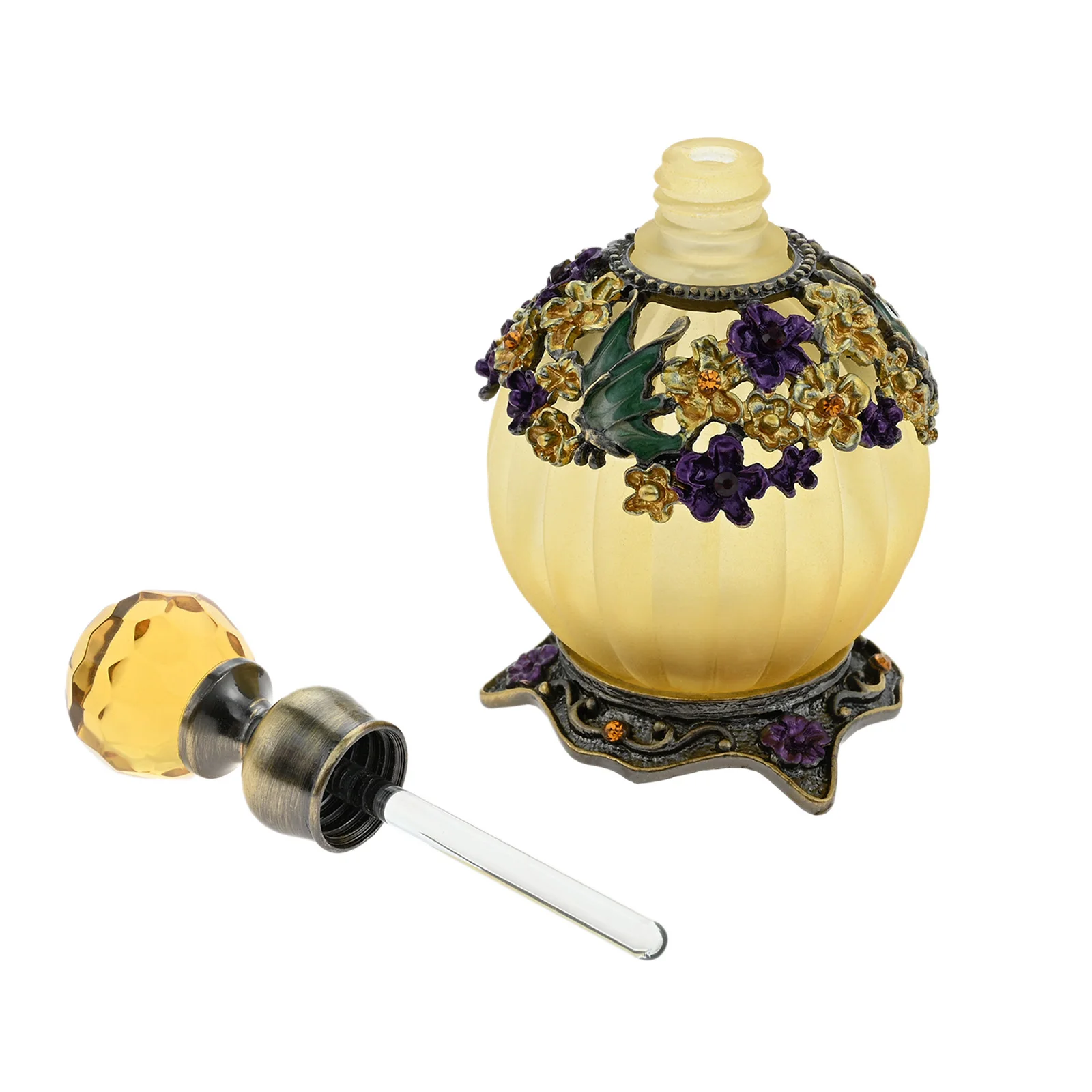 1pc 25ml Vintage Frosted Glass Perfume Bottle Flower Leaves Crystal Cap with Dropper Refillable Essential Oil Container Yellow
1pc 25ml Vintage Frosted Glass Perfume Bottle Flower Leaves Crystal Cap with Dropper Refillable Essential Oil Container Yellow