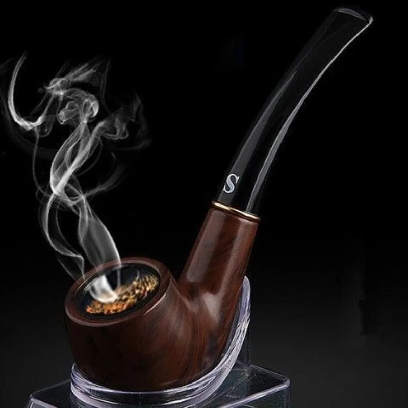 Resin Ebony Wood Tobacco Pipe Retro Bakelite Bending Filter Pipe Potable Handheld Smoking Pipe Cigarette Accessories Men's Gifts
Resin Ebony Wood Tobacco Pipe Retro Bakelite Bending Filter Pipe Potable Handheld Smoking Pipe Cigarette Accessories Men's Gifts