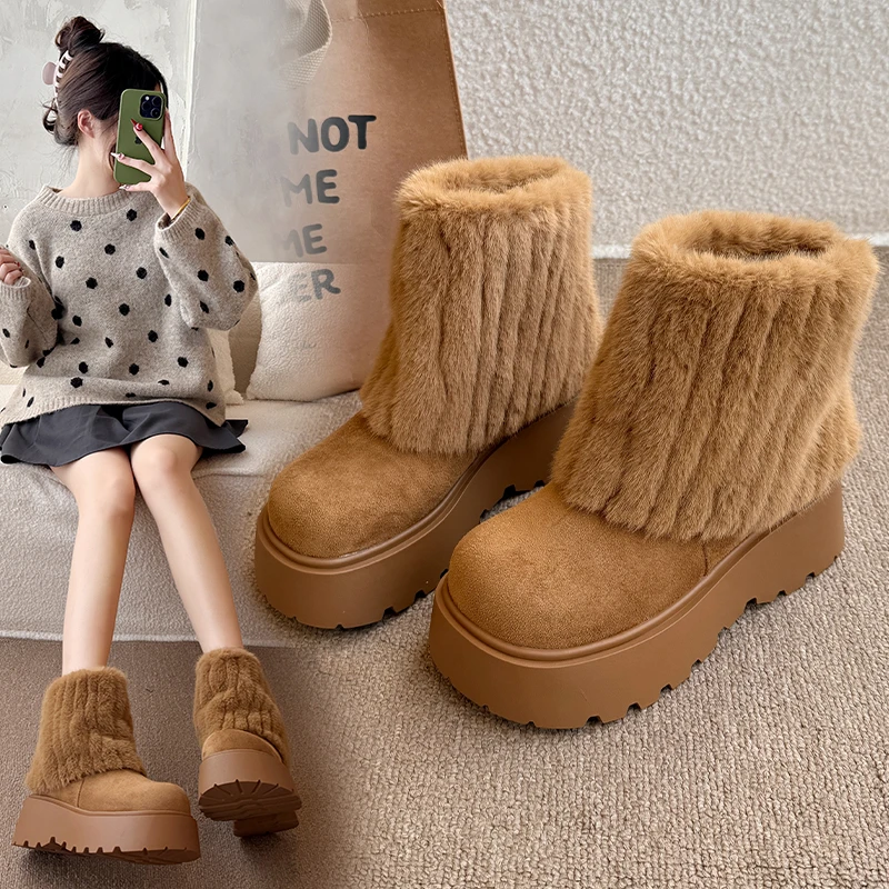 Модные женские теплые утолщенные плюшевые зимние ботинки до середины икры с круглым носком, повседневные удобные нескользящие женские зимние ботинки на толстой подошве
Модные женские теплые утолщенные плюшевые зимние ботинки до середины икры с круглым носком, повседневные удобные нескользящие женские зимние ботинки на толстой подошве
