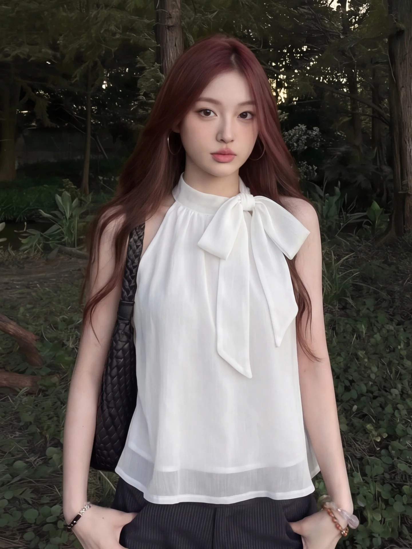 Pure Desire Sweet Spicy Girl Knot Halter Neck Shoulder Bared Chiffon Top Women Summer Age Reducing Sleeveless Canno...
Pure Desire Sweet Spicy Girl Knot Halter Neck Shoulder Bared Chiffon Top Women Summer Age Reducing Sleeveless Canno...