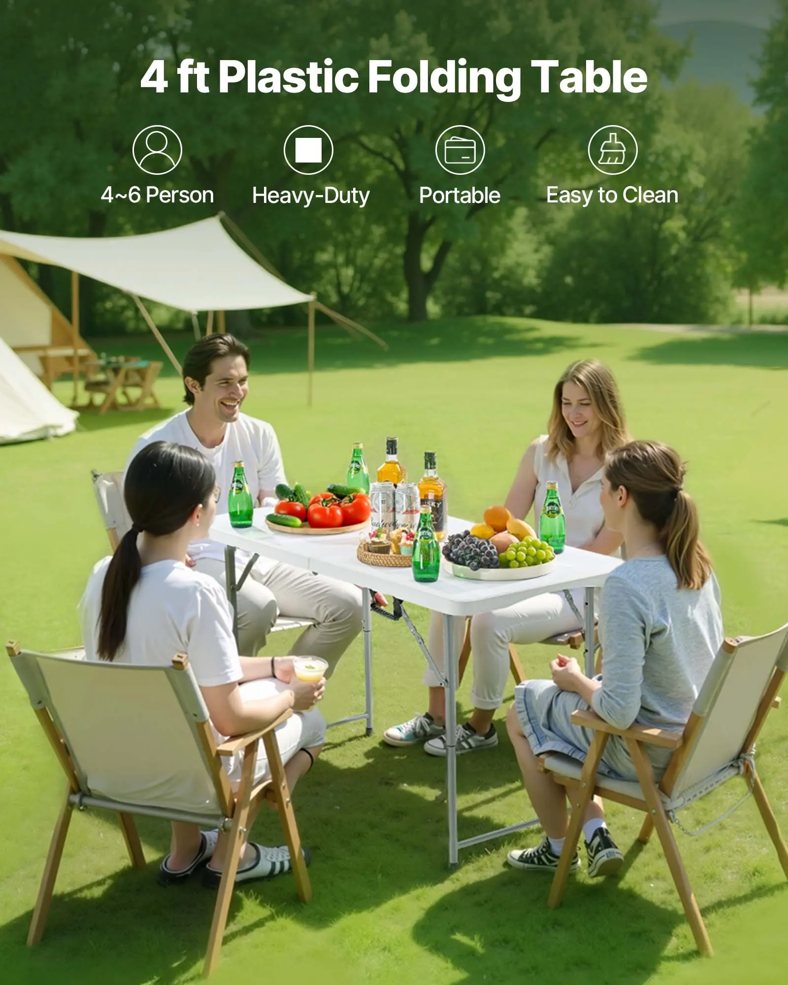 4 Ft Plastic Folding Table Portable Picnic Utility Table Handle Indoor Outdoor
4 Ft Plastic Folding Table Portable Picnic Utility Table Handle Indoor Outdoor