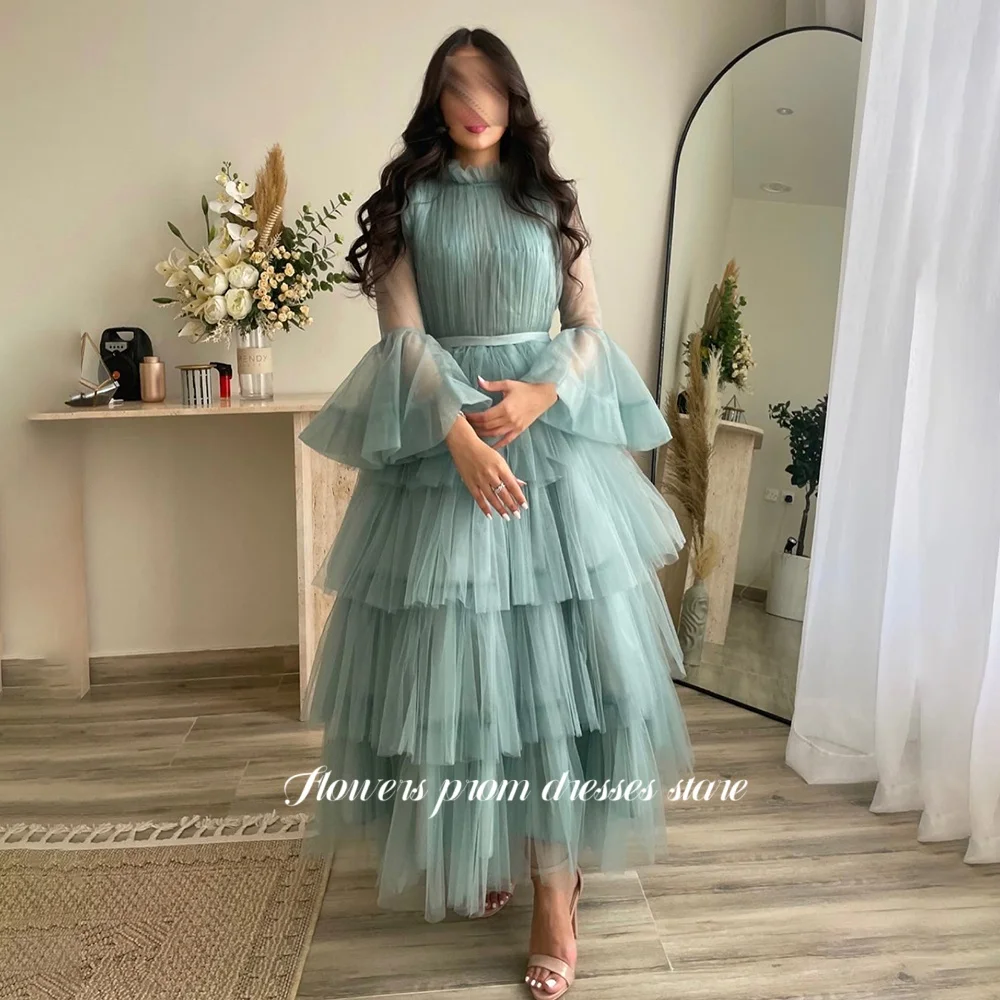 Flowers High Colar Party Dress A Line Evening Gowns Multilayers Puffy Princess Gowns for Women Vestido De Novia Customized
Flowers High Colar Party Dress A Line Evening Gowns Multilayers Puffy Princess Gowns for Women Vestido De Novia Customized