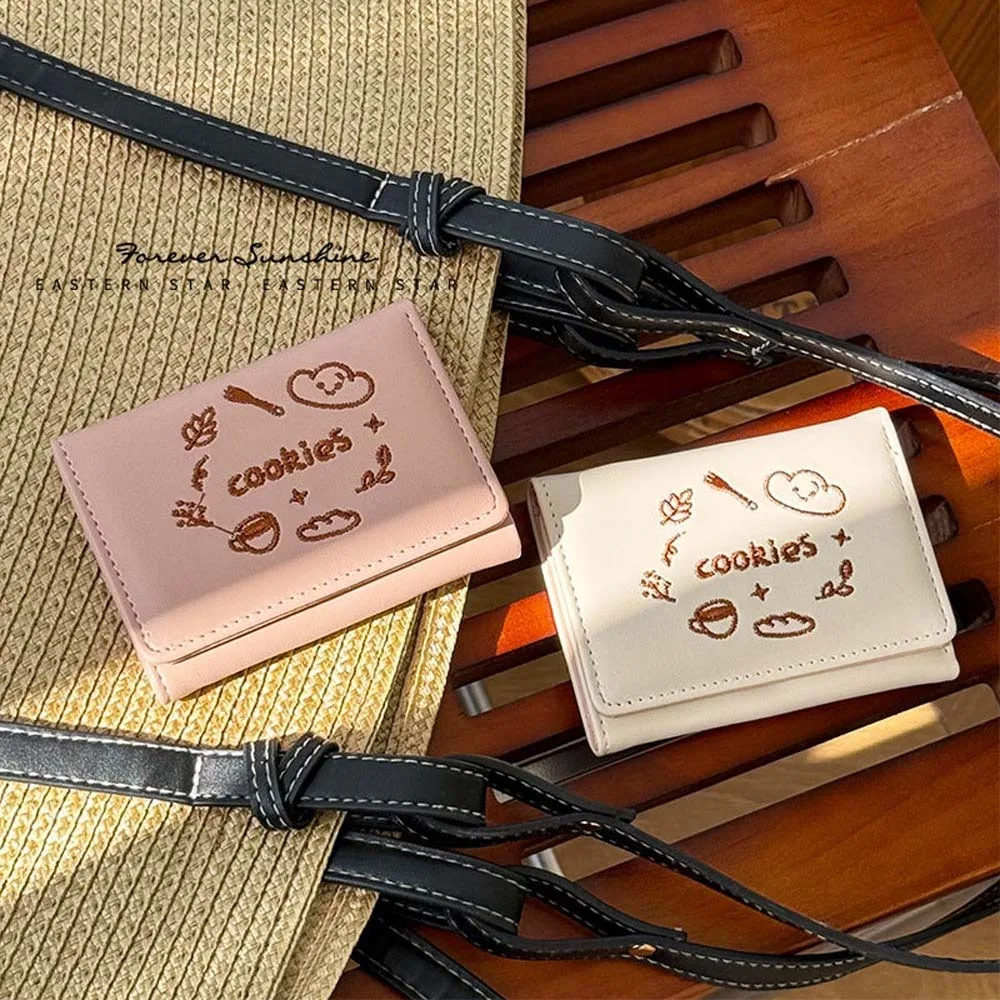 Portable Cartoon Embroidered Wallet Cookies Snap Button Lady Short PU Purses PVC Anti-Splash Water Triple Fold Card Bag Student
Portable Cartoon Embroidered Wallet Cookies Snap Button Lady Short PU Purses PVC Anti-Splash Water Triple Fold Card Bag Student
