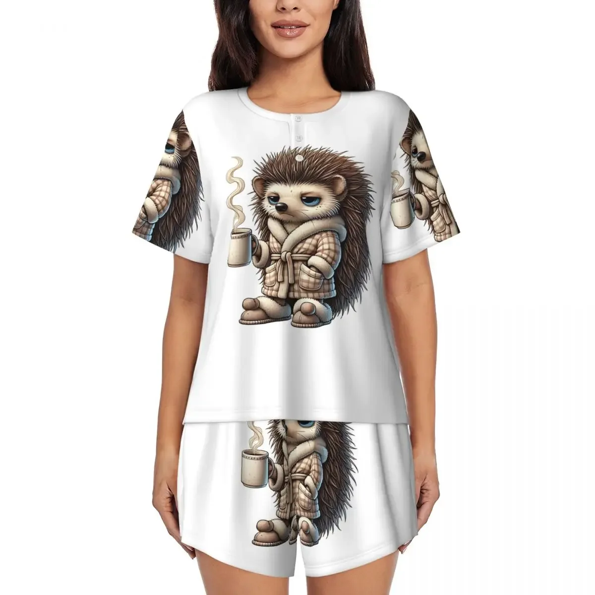 Tired Hedgehog Round Neck Short Sleeves Nightdress for Sleeping Sleepshirts Women Soft Pajama Set Short Pants
Tired Hedgehog Round Neck Short Sleeves Nightdress for Sleeping Sleepshirts Women Soft Pajama Set Short Pants