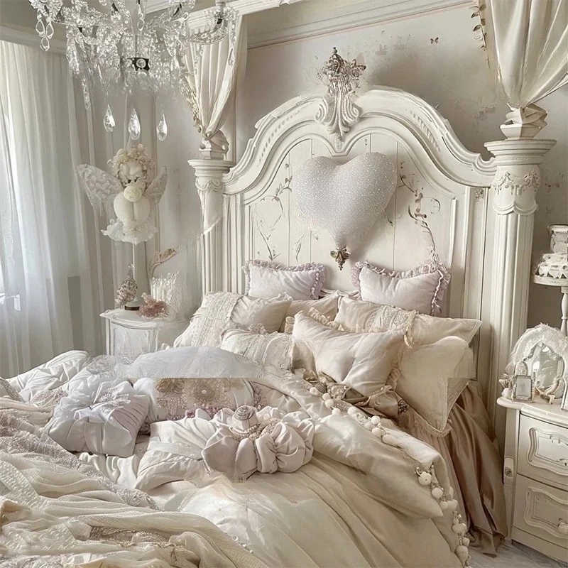 "Princess Solid Wood Double Bed" medieval old white carved wedding bed retro master bedroom single bed can be customized
"Princess Solid Wood Double Bed" medieval old white carved wedding bed retro master bedroom single bed can be customized