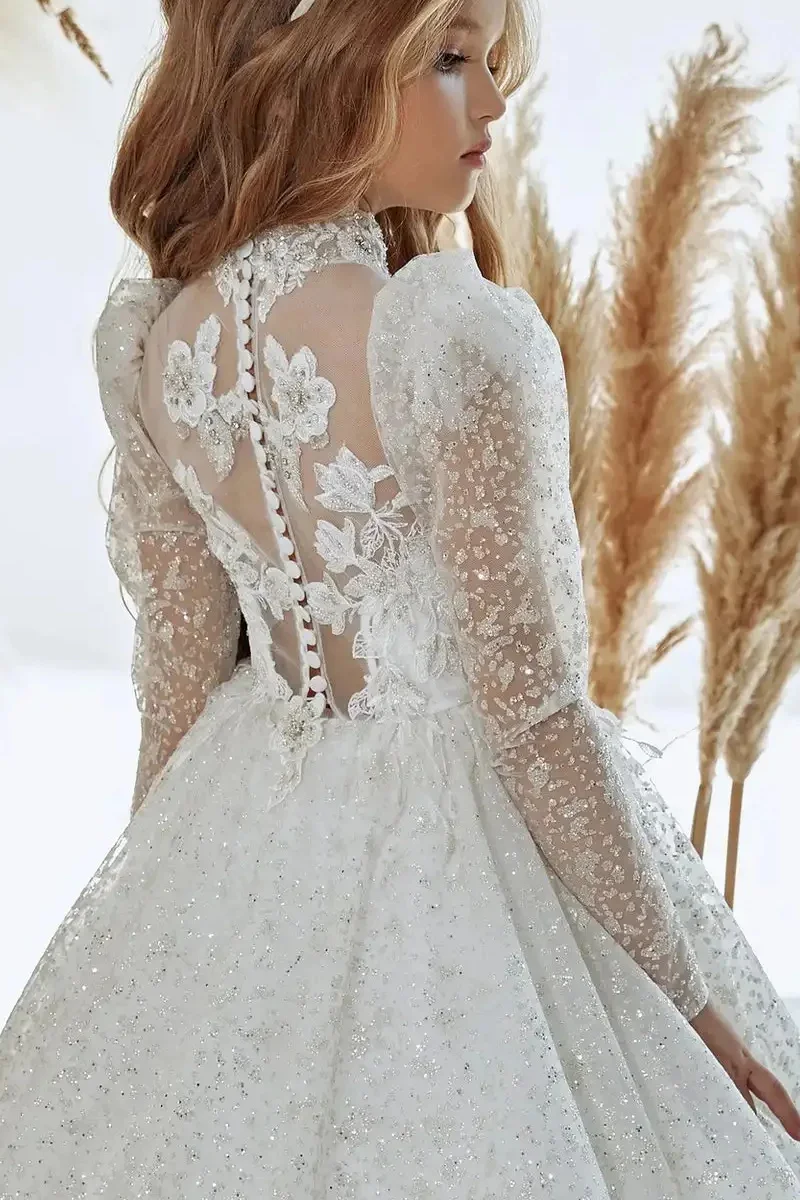 Luxury Customized Kid Birthday Party First Communion Gowns High Neck Full Sleeves Floor Lenght Flower Girl Dress For Wedding
Luxury Customized Kid Birthday Party First Communion Gowns High Neck Full Sleeves Floor Lenght Flower Girl Dress For Wedding