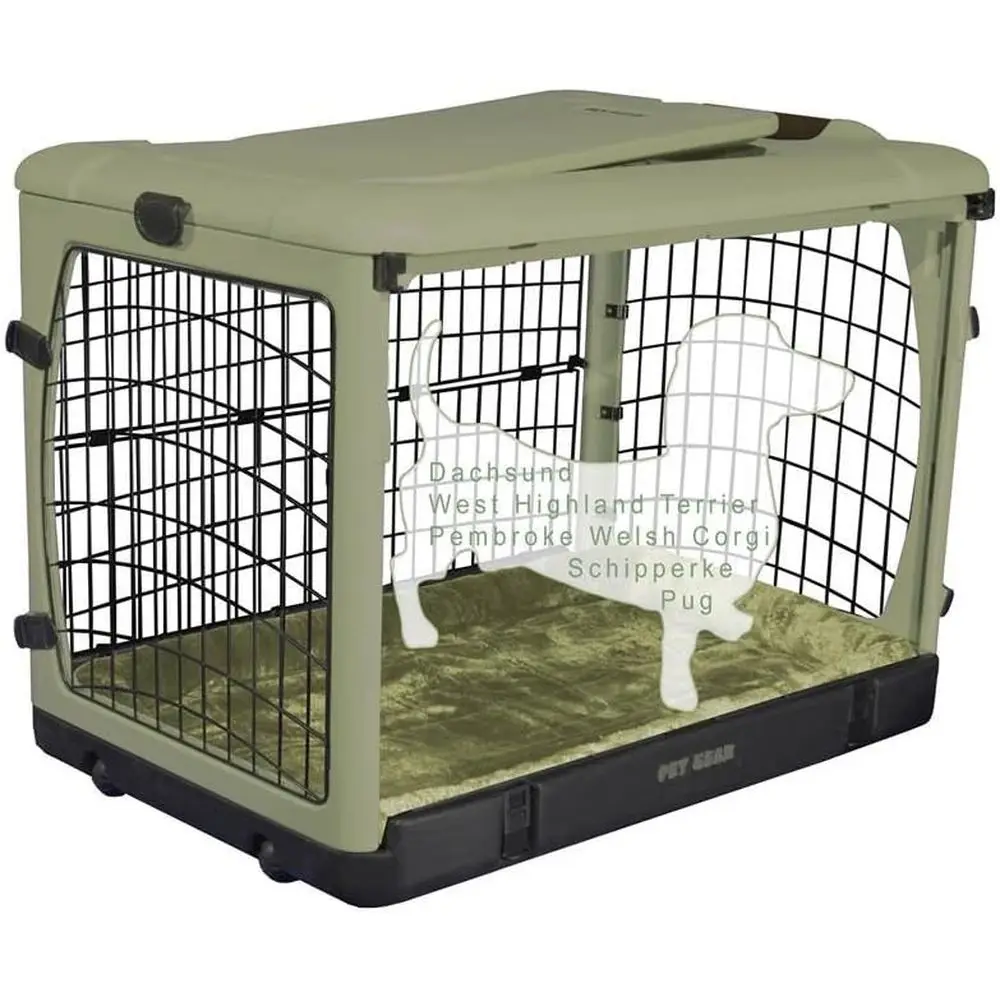 4-Door Steel Pet Crate with Plush Bed and Travel Bag, Sage, 1 Unit
4-Door Steel Pet Crate with Plush Bed and Travel Bag, Sage, 1 Unit
